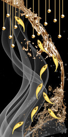 九鱼聚财玄关背景墙