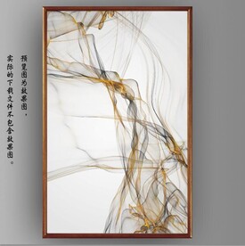 新中式金色水墨烟雾玄关装饰画