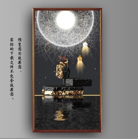 光影抽象金色麋鹿风景装饰画