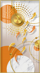 抽象轻奢九鱼图玄关装饰画