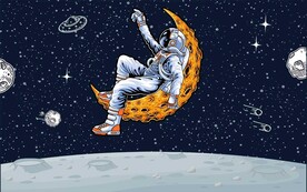 太空宇航员卡通背景墙
