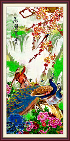 孔雀油画