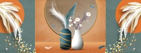 轻奢装饰画 插花 羽毛 花瓶