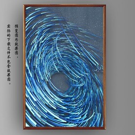 光影宝石蓝抽象线条装饰画