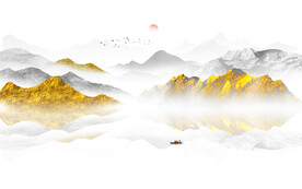 金箔水墨山水背景墙