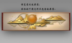 新中式金色抽象麋鹿山水床头画