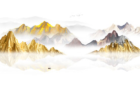 新中式水墨山水背景墙