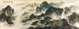 迎客松山水画