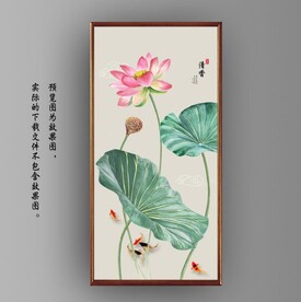 新中式水墨荷花国画玄关装饰画