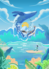 果蔬海鲜饮料插画