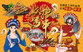 烧烤工装背景墙