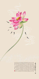 新中式水墨禅荷玄关装饰画