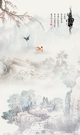 竖幅山水画