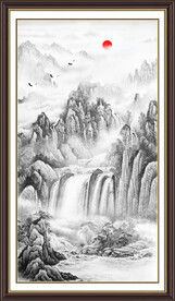 竖幅水墨画