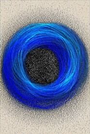 光影宝石蓝圆形线条玄关装饰画