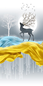 轻奢装饰画 抽象飘带 麋鹿