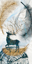 轻奢装饰画 羽毛 麋鹿
