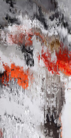 灰橙抽象色块笔触拼接油画玄关