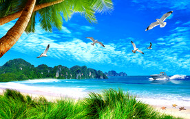 蓝天白云大海沙滩