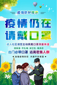 社区戴口罩宣传海报
