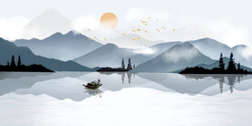 轻奢装饰画 水墨山水画