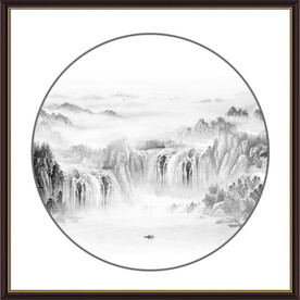 圆形水墨画