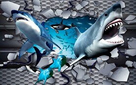 鲨鱼海底世界背景墙