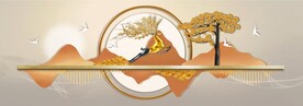轻奢装饰画 山水画 麋鹿