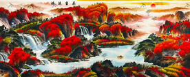 鸿运当头山水画
