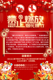 禁燃禁放烟花爆竹海报