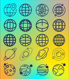 星球地球球形矢量图标