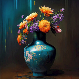 油画插花
