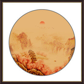 圆形山水画小品