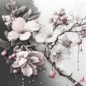 雨中桃花