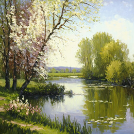 油画 春景