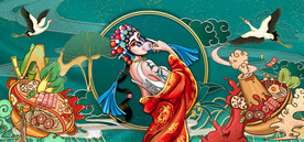 插画火锅背景