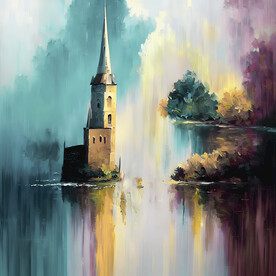 抽象油画 风景