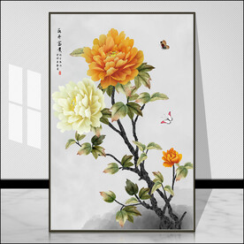 牡丹花鸟画