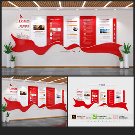 红色企业文化墙