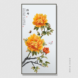 牡丹花鸟国画