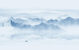 新中式水墨山水画背景墙