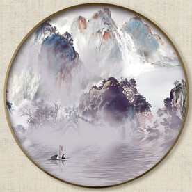 圆形中式山水画
