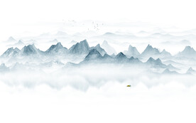 意境抽象水墨山水画