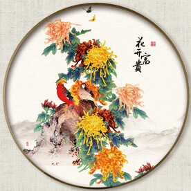 圆形中式花鸟图
