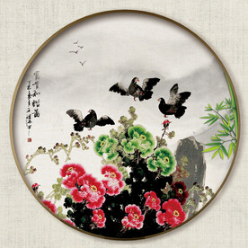 圆形花鸟画