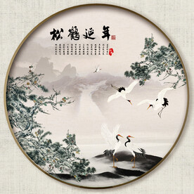 圆形中式松鹤延年