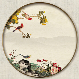 圆形中式花鸟画