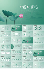 传统文化中国风荷花总结PPT
