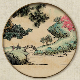 圆形中式山水画