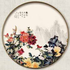 圆形花鸟画